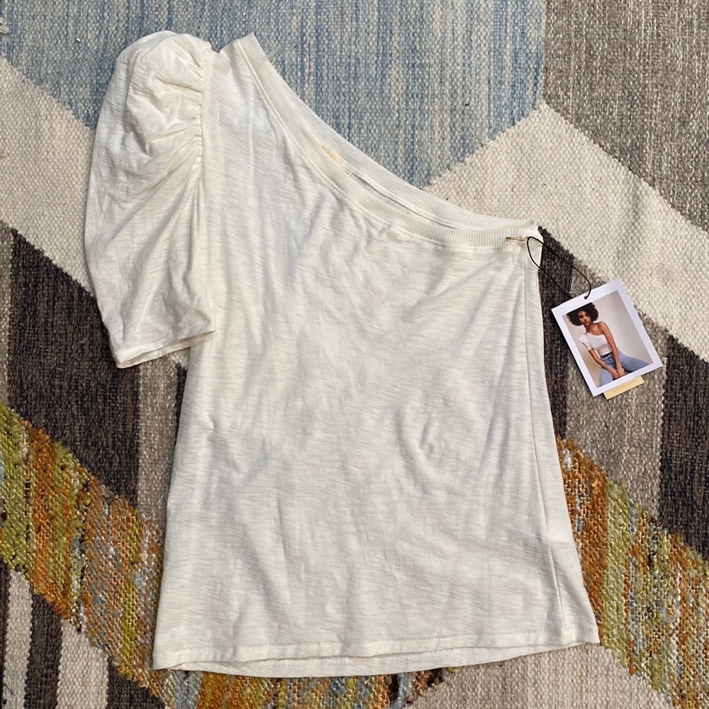 NWT Nation LTD Paulina One Shoulder Tee Off White XS